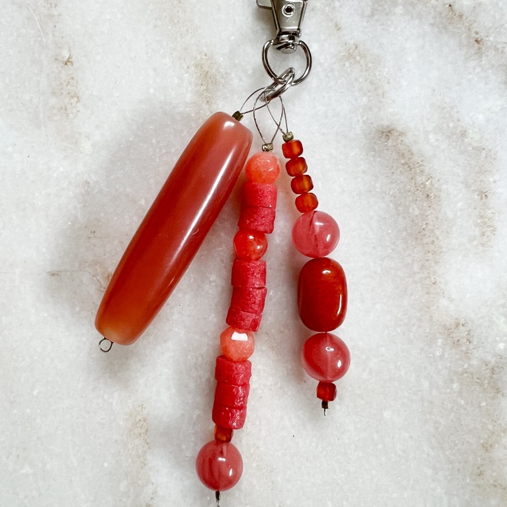 Elegant Red Beaded Keychain